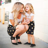 Always Sparkle - 2-piece Polk Dotted Skirt and Tee Set for Mommy and Me
