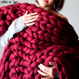 Chunky Merino Wool Knit Blanket