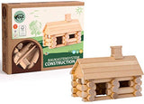 35 Piece Little House - Traditional ALL Wooden Log Construction Building Toy