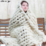 Chunky Merino Wool Knit Blanket