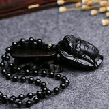 Volcanic Glass Natural Obsidian Buddha Necklace