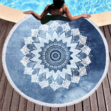 Ocean Blue Mandala Round Beach Towel