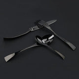 Black Steel Luxury Silverware - Set of 4 Stainless Steel Pieces