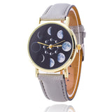 Zodiac Moon Phases Leather Watch