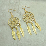 New Age Dream Catcher Vintage Silver Plated Drop Earrings