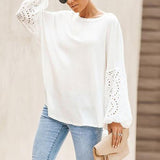 Elegant Embroidery Floral Hollow Out Blouse