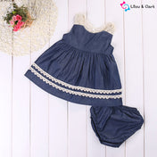 Navy Blue Baby Girl's Dress & Shorts