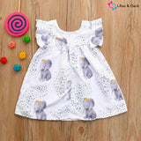 Lovely Elephant Print Baby Girl's Dress