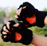 Fluffy Cat Paw Gloves