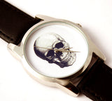 Handmade Leather Skull Watch