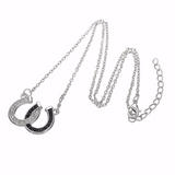 Lucky Black & White Double Horseshoes Pendant Necklace - FREE Offer - $0.00