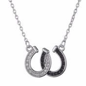 Lucky Black & White Double Horseshoes Pendant Necklace - FREE Offer - $0.00