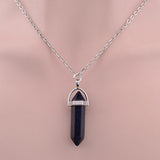 Hexagonal Column Natural Agate Amethyst Crystal Stone Necklace