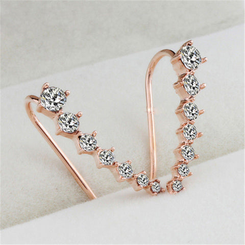 Silvery Golden Rhinestone Crystal Piercing Earrings
