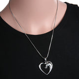Horse in Heart Silver White Gold Plated Pendant Necklace