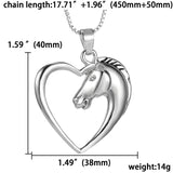 Horse in Heart Silver White Gold Plated Pendant Necklace - FREE Offer - $0.00