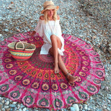 Mandala Red Round Beach Blanket