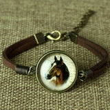 Glass Galaxy Horse Leather Bracelets