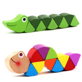 Wooden crocodile caterpillar developmental toys for kids