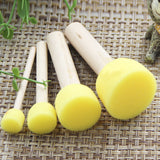 Wooden Yellow Sponge Paint Brush Set - 4 pcs