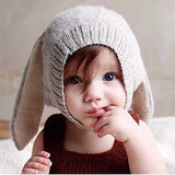 Unisex knitted rabbit  ear crochet Baby Bonnet