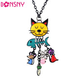Bonsny Colorful French Cat Fish Necklace