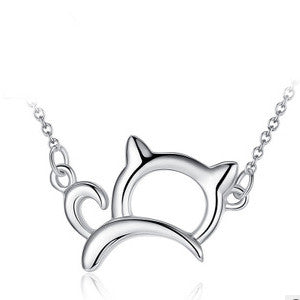 Cute & Lucky 925 Sterling Silver Cat Necklace