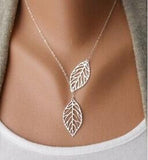 Two Leaf Pendants Necklace Chain - Gold And Sliver