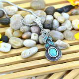 Jewelry Sets Tibetan Turquoise Chain Necklace And Silver Water Drop Shaped Stud Earrings