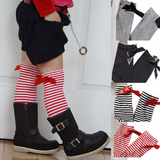 Stripes AND Bows! Girls High Socks