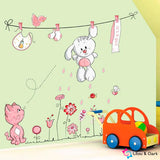 Cat & Rabbit Kid's Room Sticker Set
