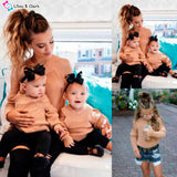 Off Shoulder Long Sleeve Sweater For Mommy and Me