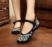 Flower Embroidered Soft Canvas Shoes