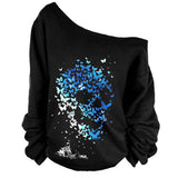 Butterfly Skull Off the Shoulder Long Sleeve