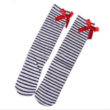 Stripes AND Bows! Girls High Socks