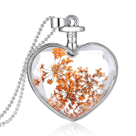 Flower Heart Pendant Necklace